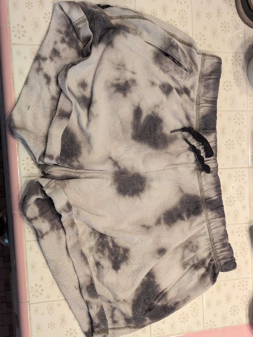 PINK Victoria's Secret Black & White Tie-Dye Fleece Shorts